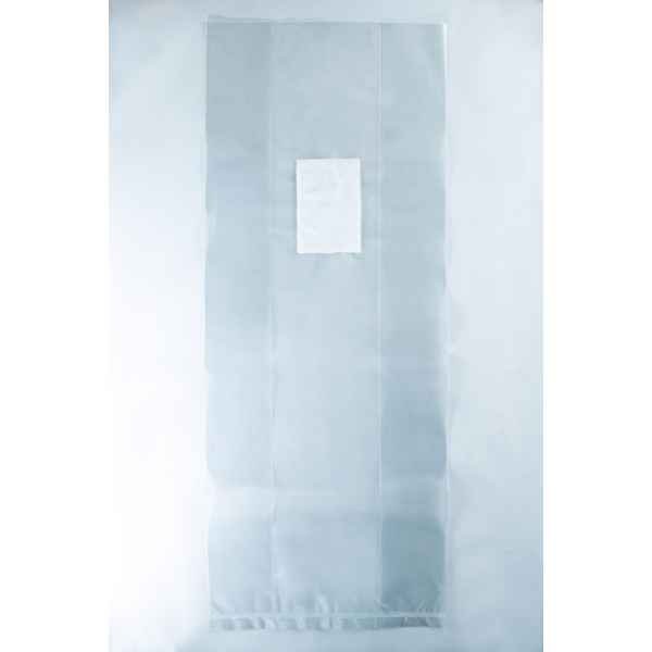 The Mushroom Grow Bags Unicorn for spawn and substrate feature translucent plastic with a white rectangular patch in the centre, perfect for cultivating mushrooms, and are shown on a light background.