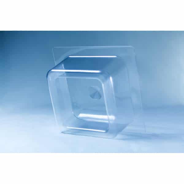 A clear plastic clamshell packaging displays the Mycelium Mould Growth Form - Plant Pot Heavy Duty (Reusable) against a light blue background.