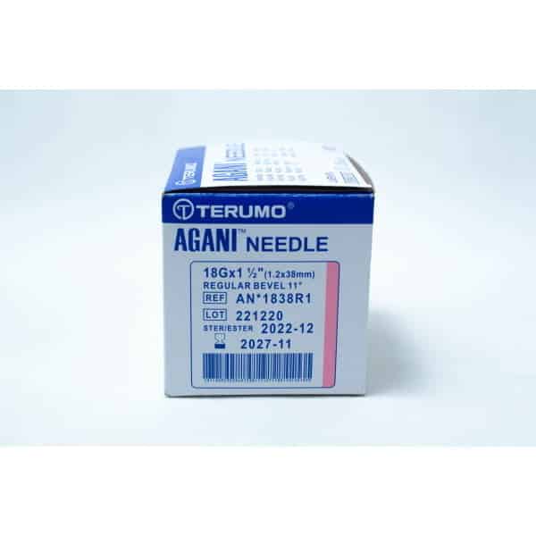 A box of sterile 18G hypodermic needles, 100 pcs, with an expiry date of 2027-11 on the label. Buy for safe and reliable use.