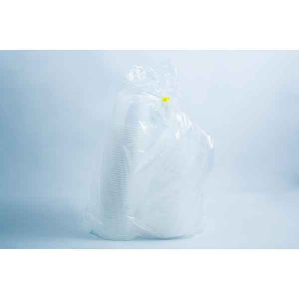 Agar Container-Alternative to Petri Dish-50 x 100ml are disposable plastic pots, ideal for dipping sauces, packed in a transparent bag and secured with a yellow twist tie.