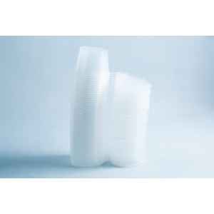 Stacks of clear, disposable Agar Containers—an alternative to Petri dishes—arranged on a light, plain background. Each holds 100ml; set includes 50 containers.