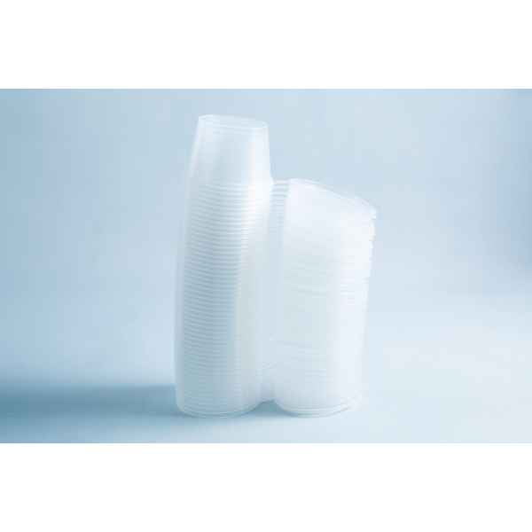 Stacks of clear, disposable Agar Containers—an alternative to Petri dishes—arranged on a light, plain background. Each holds 100ml; set includes 50 containers.