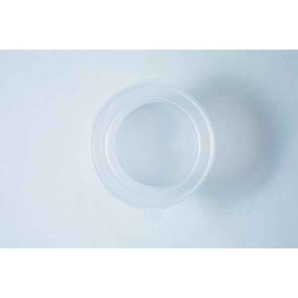 A clear, round plastic lid for the Agar Container—Alternative to Petri Dish 50 x 100ml is shown from above on a white background.