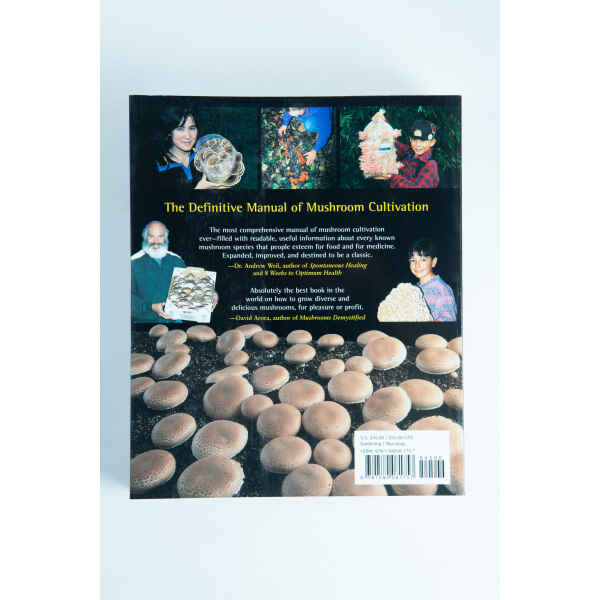 Explore the world of mushroom cultivation in Paul Stamets' "Growing Gourmet and Medicinal Mushrooms," featuring vivid photos of growers and clusters—a must-have guide for anyone seeking top books on mushrooms.