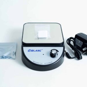 The Magnetic Stirrer Ciblanc 3500rpm is shown on a white background with a power adaptor and a small bag containing a magnetic stir bar.