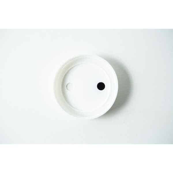 The Mycology pre-made Wide Mouth Mason Jar Lids in white feature an injection port and air filter, designed for wide mouth jars. Ideal for autoclavable mycology setups, this plastic lid includes one black dot and one textured hole.