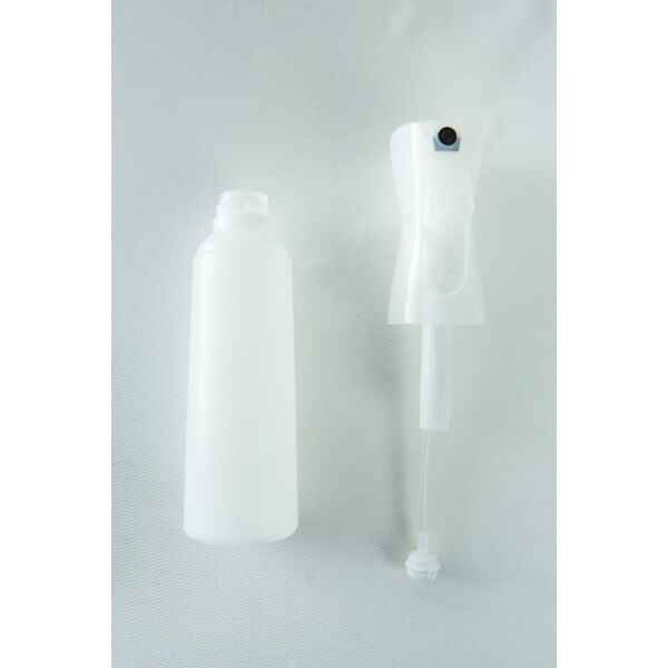 The Spray Bottle Atomiser Mushroom fine mist 300ml and a white plastic spray bottle with a trigger are set against a light background.