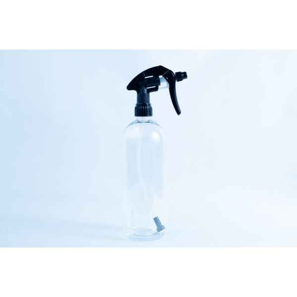 The Spray bottle Chemical resistant 1 Litre Heavy Duty, featuring a black nozzle, stands against a light blue background.