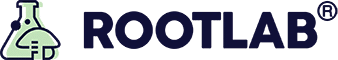 A flask and mushroom icon next to the bold word ROOTLAB with a registered trade mark symbol.