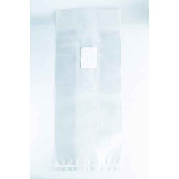 A small white square sits on a large transparent sheet made of material used in Mushroom Grow Bags Unicorn for spawn and substrate, all placed on a white background.