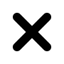 A black X or close icon on a light grey background.