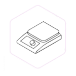 Line drawing of a digital scale inside a hexagonal border on a light background—perfect for weighing with precision in mushroom farming supplies or other Mushroom Supplies Australia needs.