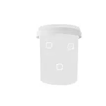 Complete Guide to Grow Mushrooms in Buckets 3 White plastic container with a lid, featuring three square holes on the front.