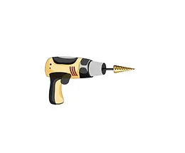 Complete Guide to Grow Mushrooms in Buckets 1 Illustration of a yellow and black power drill with a conical drill bit fitted.