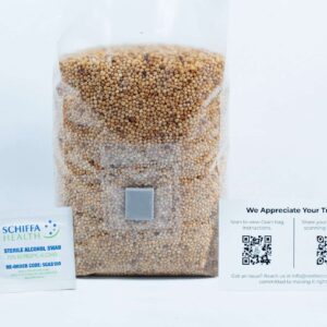 A clear bag of Millet Pre-Sterilised Mushroom Grains with injection port, swab packet, and digital instructions on a white background—ideal for growing mushrooms at home.