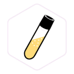 A test tube with a black cap containing yellow liquid and bubbles, shown on a hexagonal background—perfect for those seeking quality mushroom growing supplies in Australia.