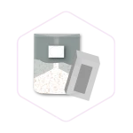 Illustration of a grey rice dispenser with rice inside and a grey scoop resting beside it.