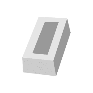 A simple illustration of a rectangular concrete block with a hollow centre on a white background.