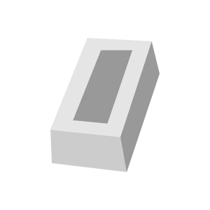 A simple illustration of a rectangular concrete block with a hollow centre on a white background.