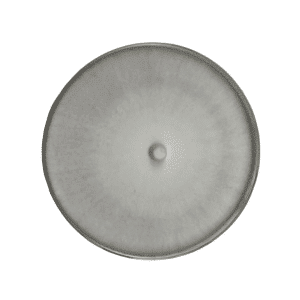 A circular, greyish disc with a slightly darker rim and a small raised bump in the centre.