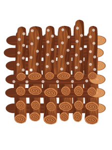 A woven wooden fence made of logs with visible knots and white spots, perfect for creating a rustic look or sourcing natural materials from Mushroom Supplies Melbourne.