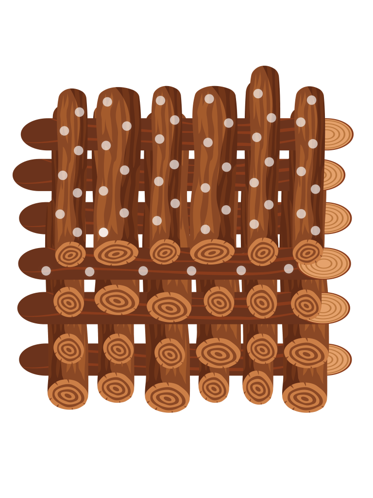 How to grow mushrooms on logs and select ideal trees in Australia? 1 A woven wooden fence made of logs with visible knots and white spots, perfect for creating a rustic look or sourcing natural materials from Mushroom Supplies Melbourne.