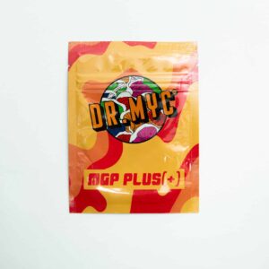 A vibrant packet of DRMyc Adaptive Liquid Culture Premix features a mushroom graphic on yellow and red, emphasising its adaptive formula.