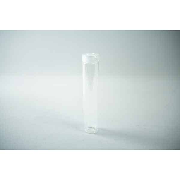 A set of Plant Cell Vented Plant TC Test Tubes with white screw caps, shown upright on a light surface in their rack; comes as a 12-piece set.