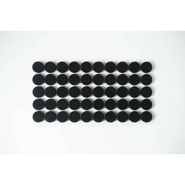 A grid of 40 black circular dots arranged in five rows on a white background.
