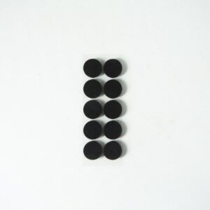 Ten small black circular pads arranged in two columns on a white background.