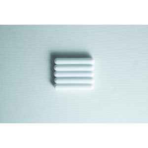 Five white Magnetic Stirrer Bars (8×50mm PTFE Lab Spinner Cylinders) are aligned horizontally on a light textured background.