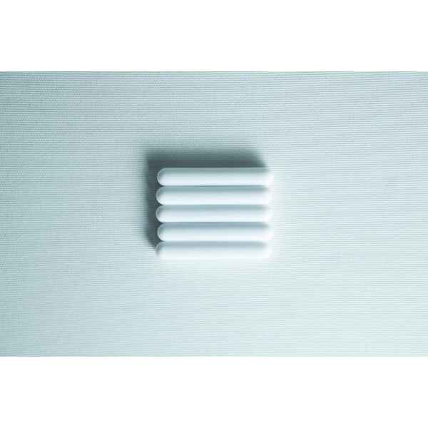 Five white Magnetic Stirrer Bars (8×50mm PTFE Lab Spinner Cylinders) are aligned horizontally on a light textured background.