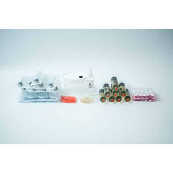 Liquid culture to Liquid culture expansion Kit: includes sterile syringes, plastic container, spray bottle, capsules, and blister packs on a white background.