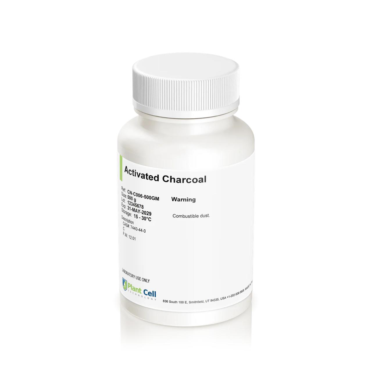 Plant Cell Activated Charcoal 1 A white plastic bottle labelled Plantcell Activated Charcoal with a white cap is displayed against a white background.